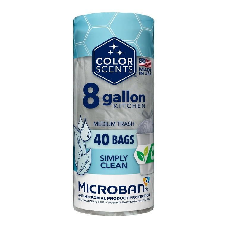 Color Scents Microban Kitchen Medium Trash Bags 8 Gallon
